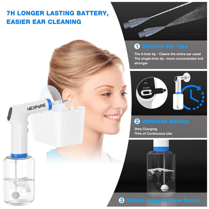 Ear Wax Removal, Ear Cleaning Kit,4 Cleaning Modes, One-Touch Start Water Spray,5 Ear Tips & Ear Basin