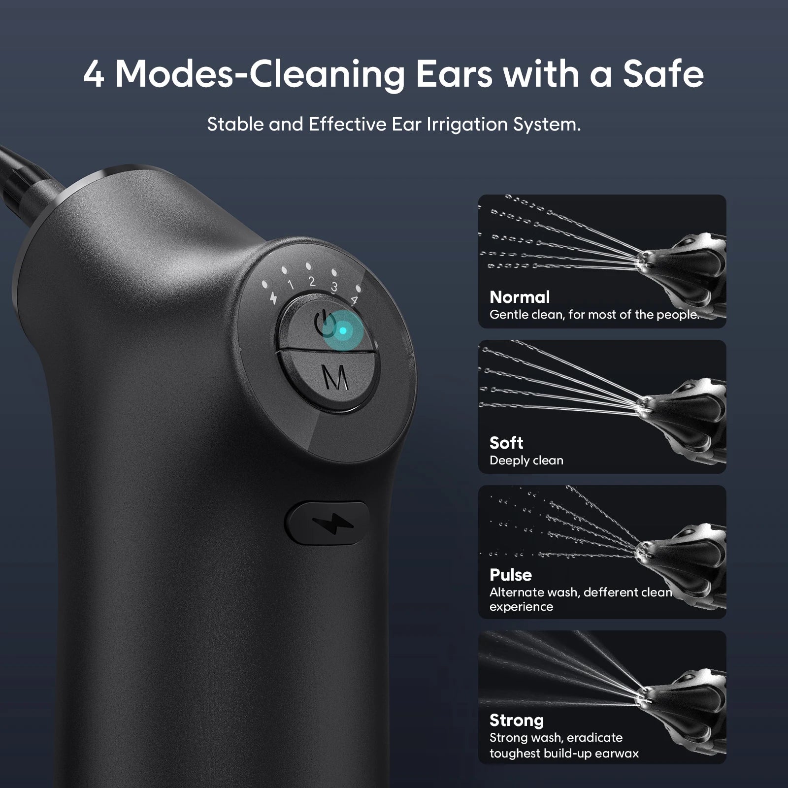 Water Powered Ear Cleaner Electric Ear Wax Removal Tool 4 Pressure Modes Ear Cleaning Tool for Adults Kids Electric Ear Cleaner