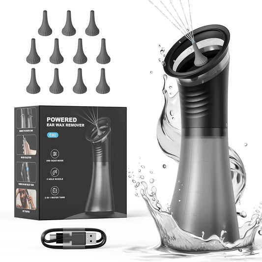 Electric Ear Wax Removal System Water Powered Ear Cleaning Tool with Irrigation Flusher 3 Pressure Settings Safe & Effective